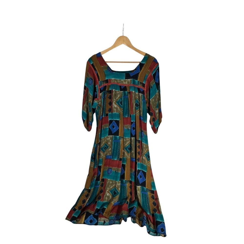 Krist Gudnason Vintage‎ Wearable Art Print Midi Dress Sz M